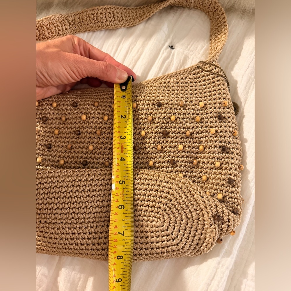 The Sak Crochet Beaded Shoulder Bag in Tan/ Khaki - Picture 7 of 9